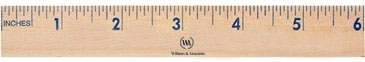 6" Natural Finish Flat Wood Ruler