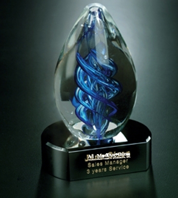 Blue Swirl on Black Base 5"