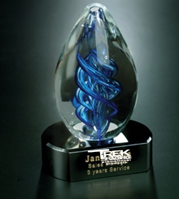 Blue Swirl on Black Base 5"