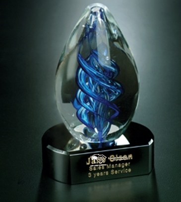 Blue Swirl on Black Base 5"