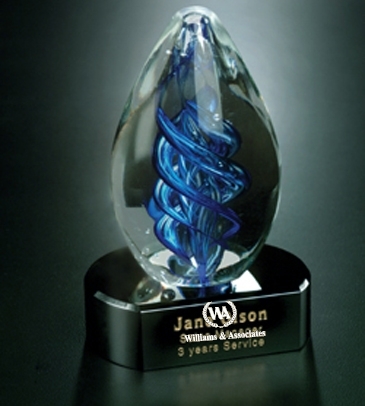 Blue Swirl on Black Base 5"