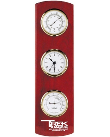 Wooden Wall Weather Station Clock
