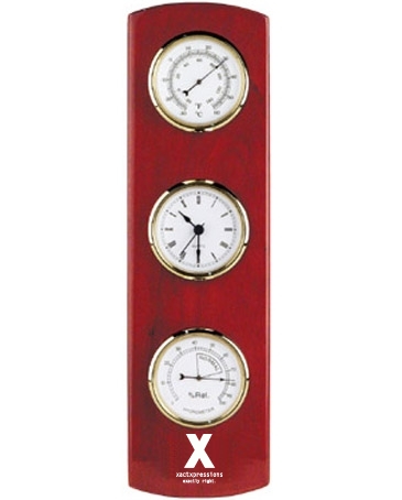 Wooden Wall Weather Station Clock