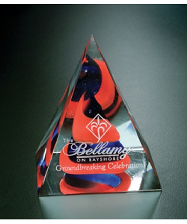 Swirl Pyramid - Red/Blue 4"