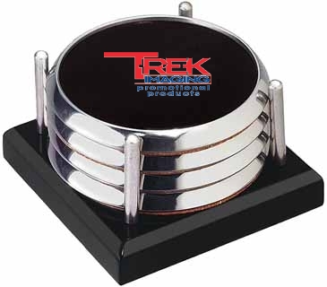 Four Coasters with Black Acrylic Tray