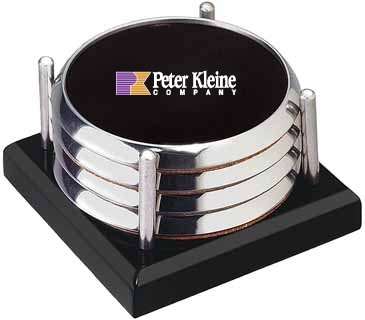 Four Coasters with Black Acrylic Tray