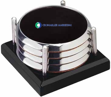 Four Coasters with Black Acrylic Tray