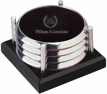 Four Coasters with Black Acrylic Tray