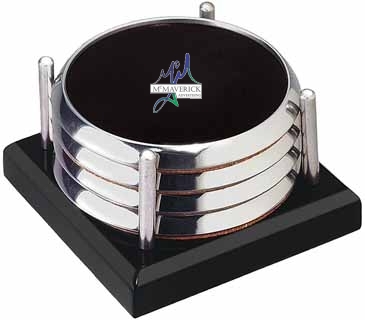 Four Coasters with Black Acrylic Tray