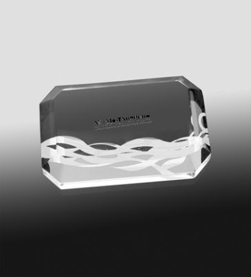 Beveled Acrylic Paperweight - 4” x 2-1/2” x 3/4”