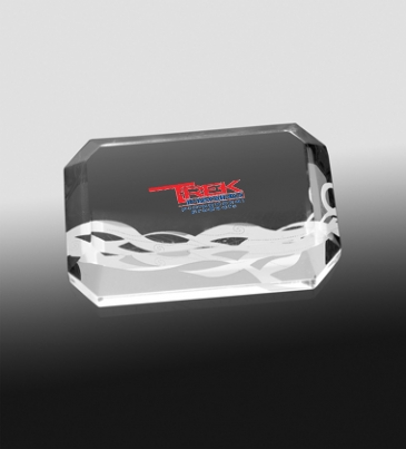 Beveled Acrylic Paperweight - 4” x 2-1/2” x 3/4”