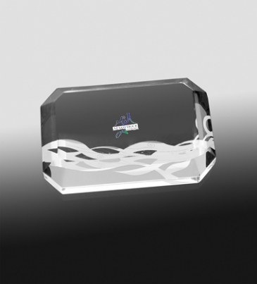 Beveled Acrylic Paperweight - 4” x 2-1/2” x 3/4”