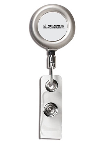 24” Cord Round Matte Solid Metal Retractable Badge