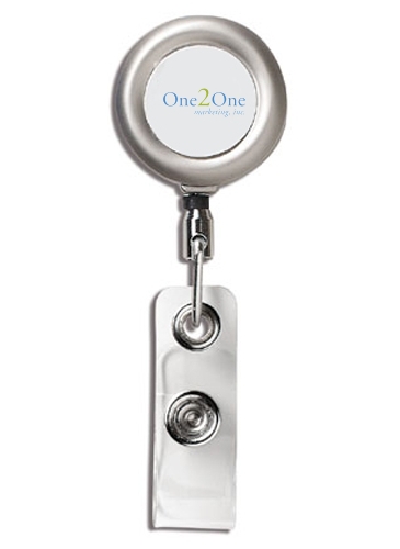 24” Cord Round Matte Solid Metal Retractable Badge