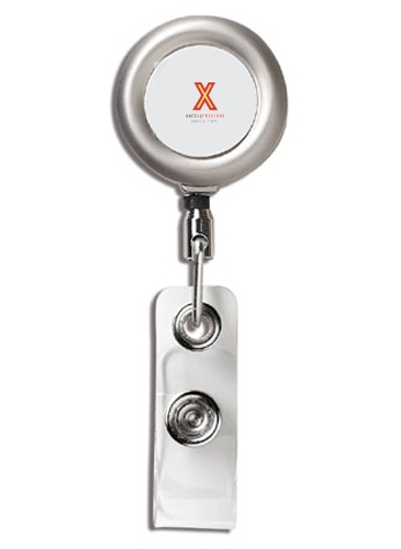 24” Cord Round Matte Solid Metal Retractable Badge