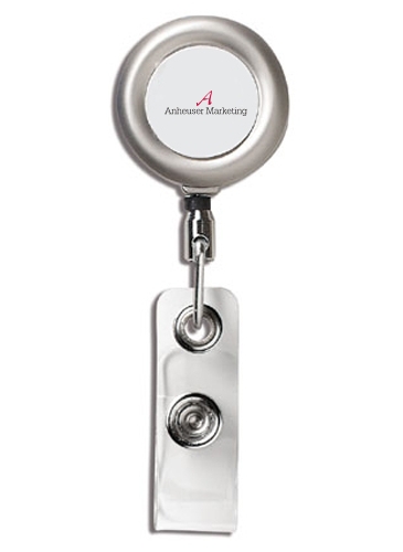 24” Cord Round Matte Solid Metal Retractable Badge