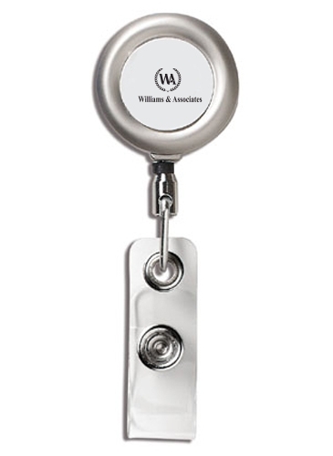 24” Cord Round Matte Solid Metal Retractable Badge