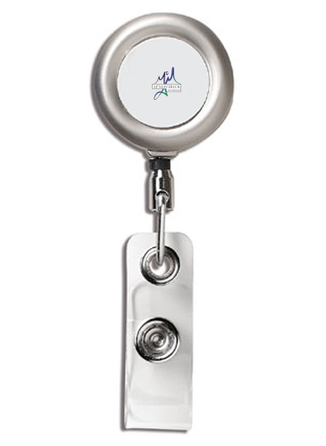24” Cord Round Matte Solid Metal Retractable Badge