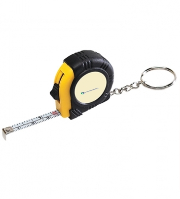 Rubber Tape Measure Key Tag With Laminated Label