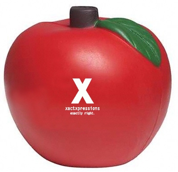 Red Apple Stress Shape With Green Leaves
