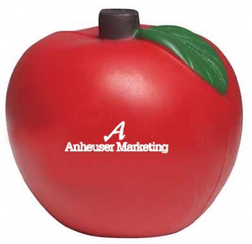 Red Apple Stress Shape With Green Leaves