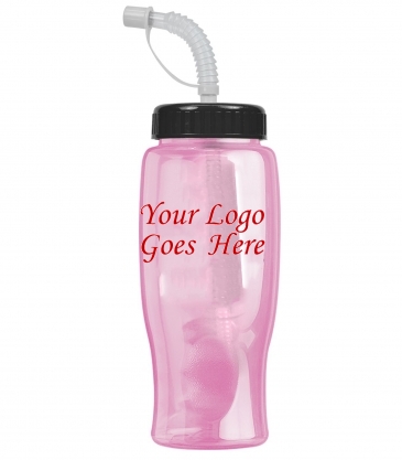 Poly-Pure - 27 oz. Transparent Bottle-Straw Lid