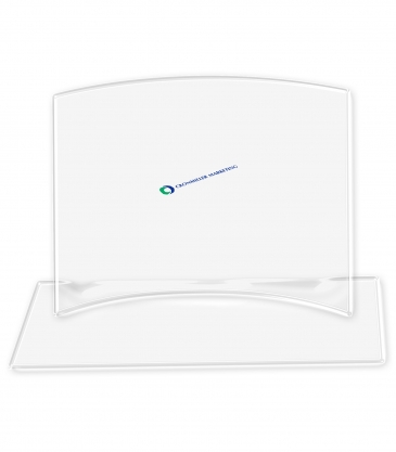 Curved Glass Award on Mirror Base (6"x4")