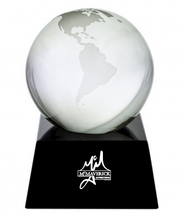3" Crystal Globe On Marble Base