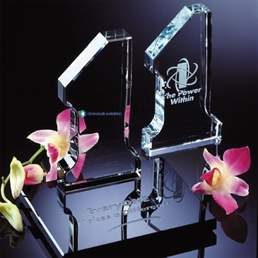 Crystal Number "1" Award on Glass Base