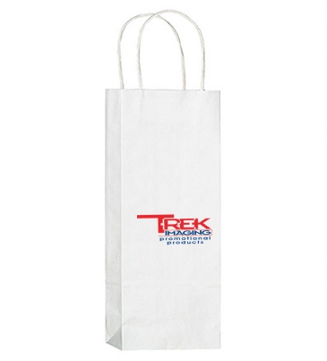 White Kraft Paper Wine Tote – 1 Bottle