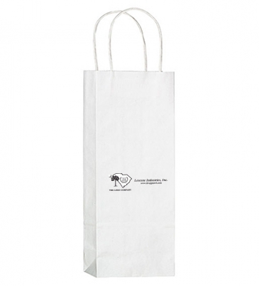 White Kraft Paper Wine Tote – 1 Bottle