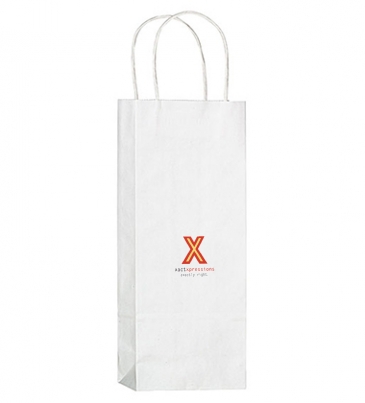 White Kraft Paper Wine Tote – 1 Bottle