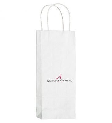 White Kraft Paper Wine Tote – 1 Bottle