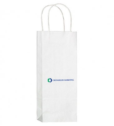 White Kraft Paper Wine Tote – 1 Bottle