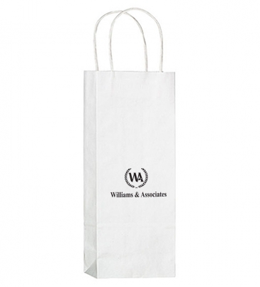 White Kraft Paper Wine Tote – 1 Bottle