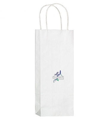 White Kraft Paper Wine Tote – 1 Bottle