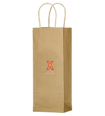 Natural Kraft Paper Wine Tote - 1 Bottle