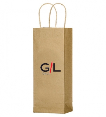 Natural Kraft Paper Wine Tote - 1 Bottle