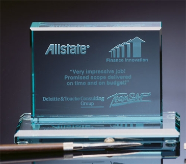 5" Jade Crystal Desktop Award