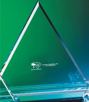 10" Clear Crystal Triangle with Base