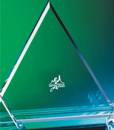 10" Clear Crystal Triangle with Base