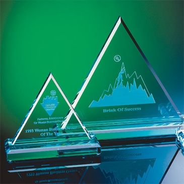 10" Jade Crystal Triangle with Base