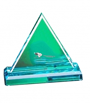 6" Clear Crystal Triangle with Base