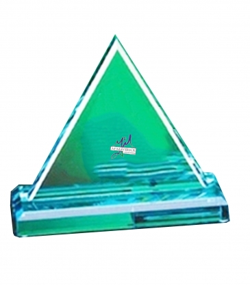 6" Jade Crystal Triangle with Base