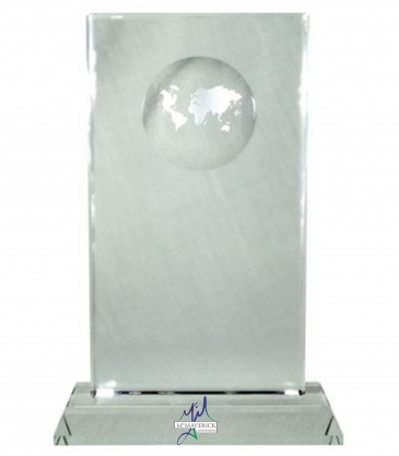 8" OptiMaxx Global Tower with Crystal Base and Recessed Globe