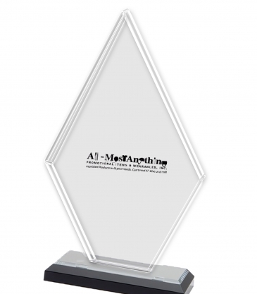10" Clear Diamond Award on Black Marble Base