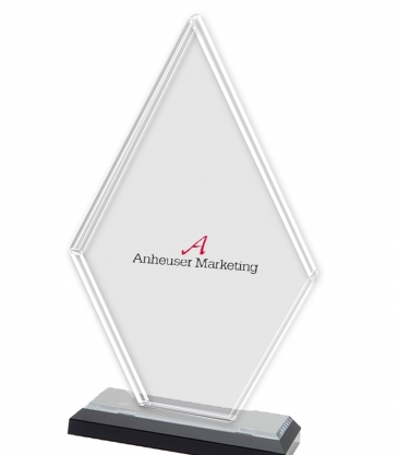 10" Clear Diamond Award on Black Marble Base