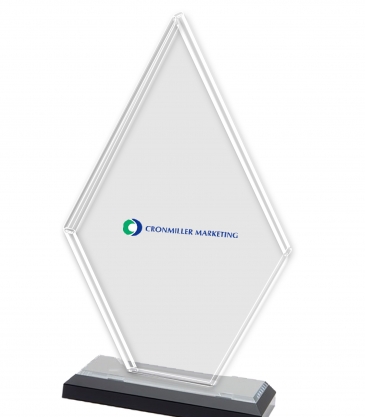 10" Clear Diamond Award on Black Marble Base