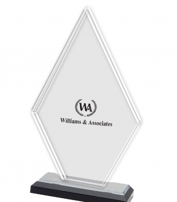 10" Clear Diamond Award on Black Marble Base