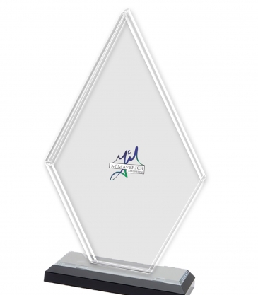 10" Clear Diamond Award on Black Marble Base